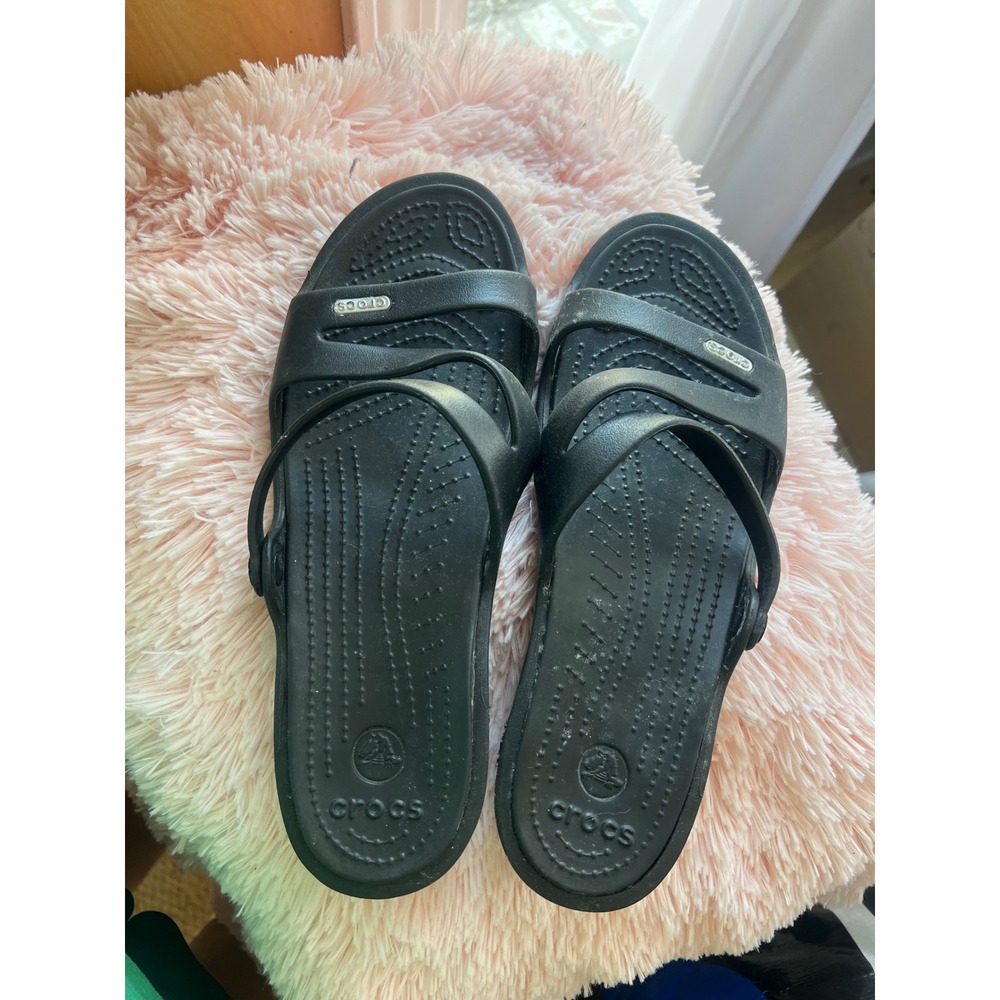Crocs Patricia Wedge Sandals Black sz9  Comfort Casual Travel shod